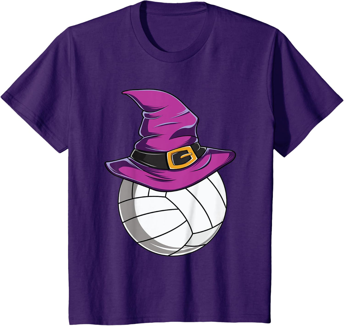 Volleyball Ball Witch Hat - Funny Halloween Costume Sports T-Shirt - Purple