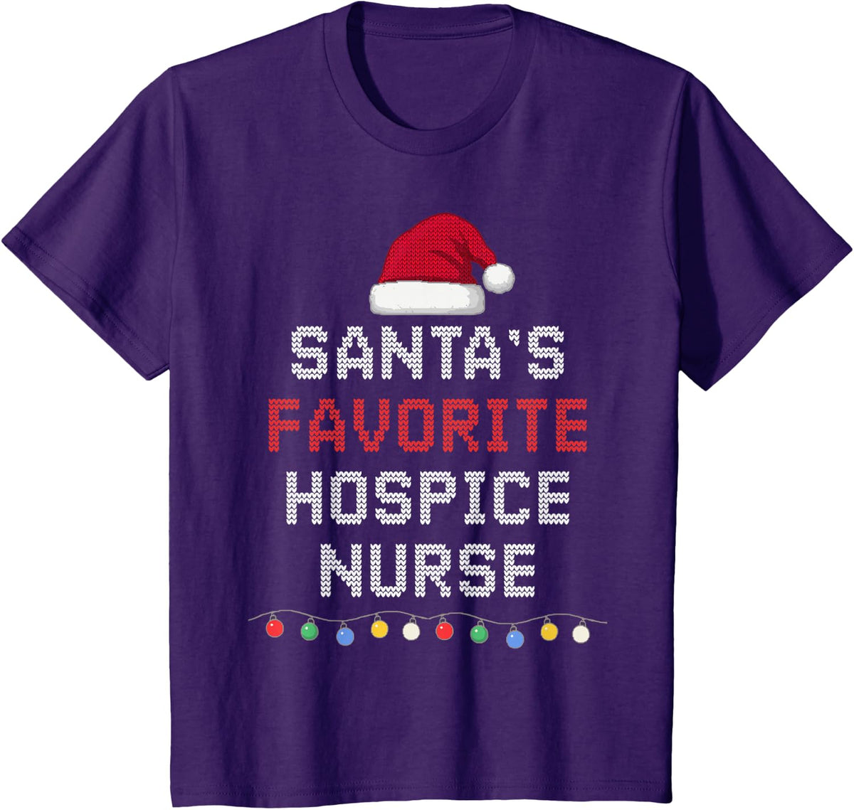 Santa's Favorite Hospice Nurse Funny Christmas Holiday T-Shirt - Purple