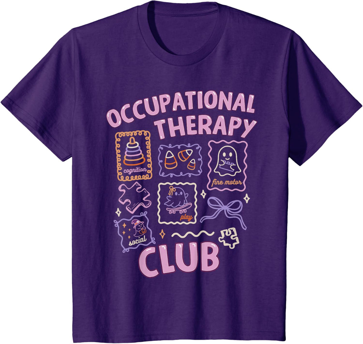 Occupational Therapy Halloween Cute OT Ghost Sped Squad T-Shirt - Purple