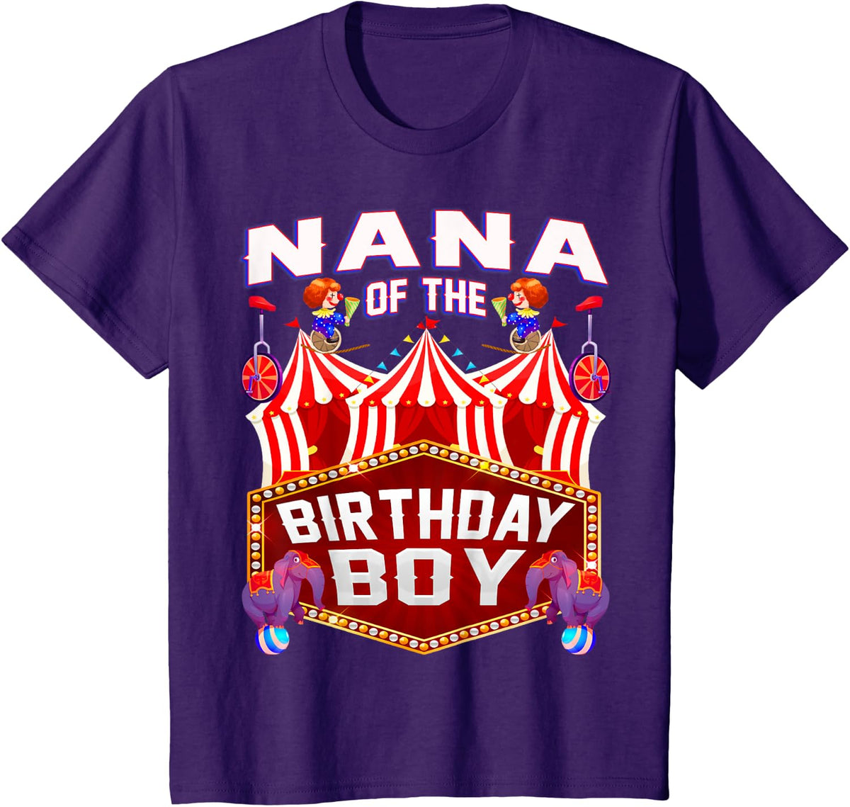 Nana of the Birthday for Boy Ringmaster Circus Carnival T-Shirt - Purple
