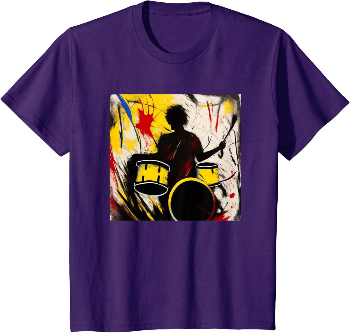 Colorful Drummer male Silhouette Drums T-Shirt - Purple