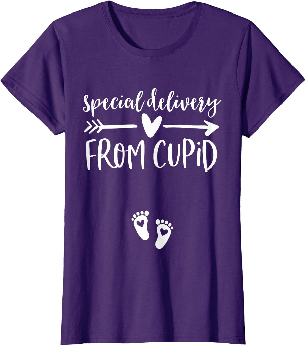 Womens Valentines Day Couples Pregnancy Announcement Shirt Cupid T-Shirt - Purple