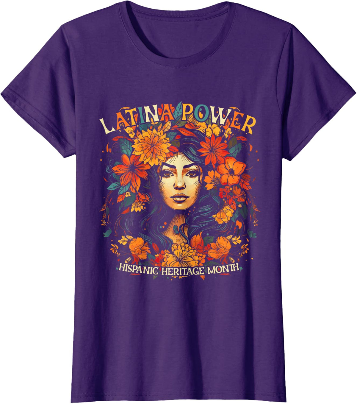 Hispanic Heritage Latina Power Flowers Women T-Shirt - Purple