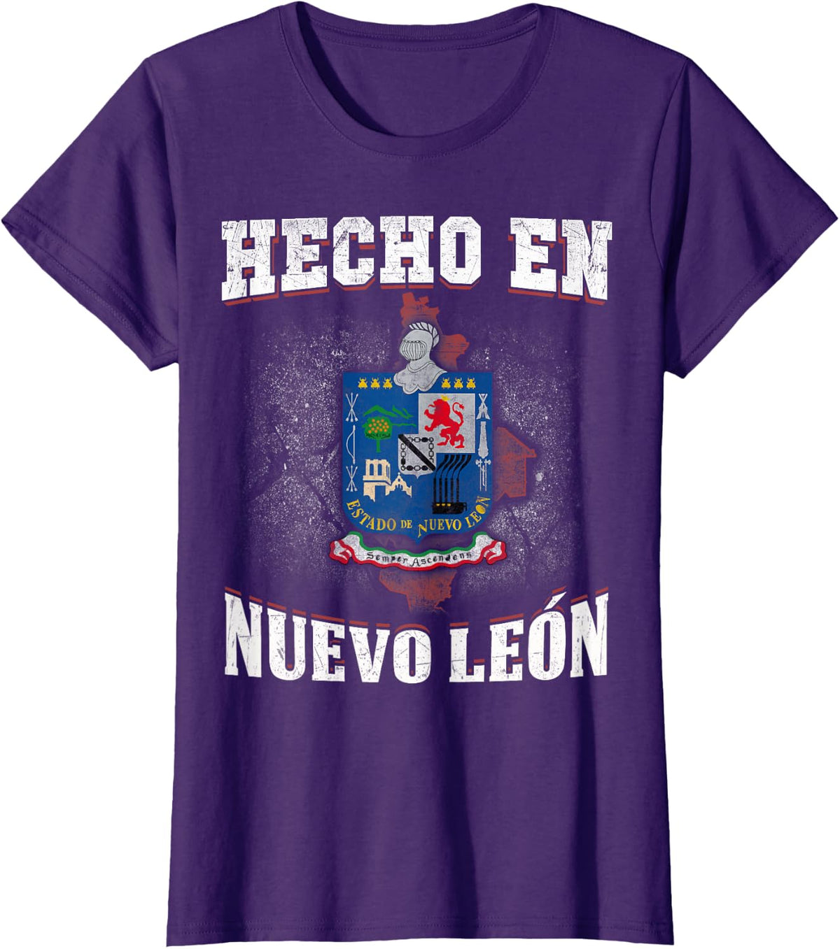 Hecho En Nuevo Leon Mexican flag t-shirt coat of arms clothe - Purple