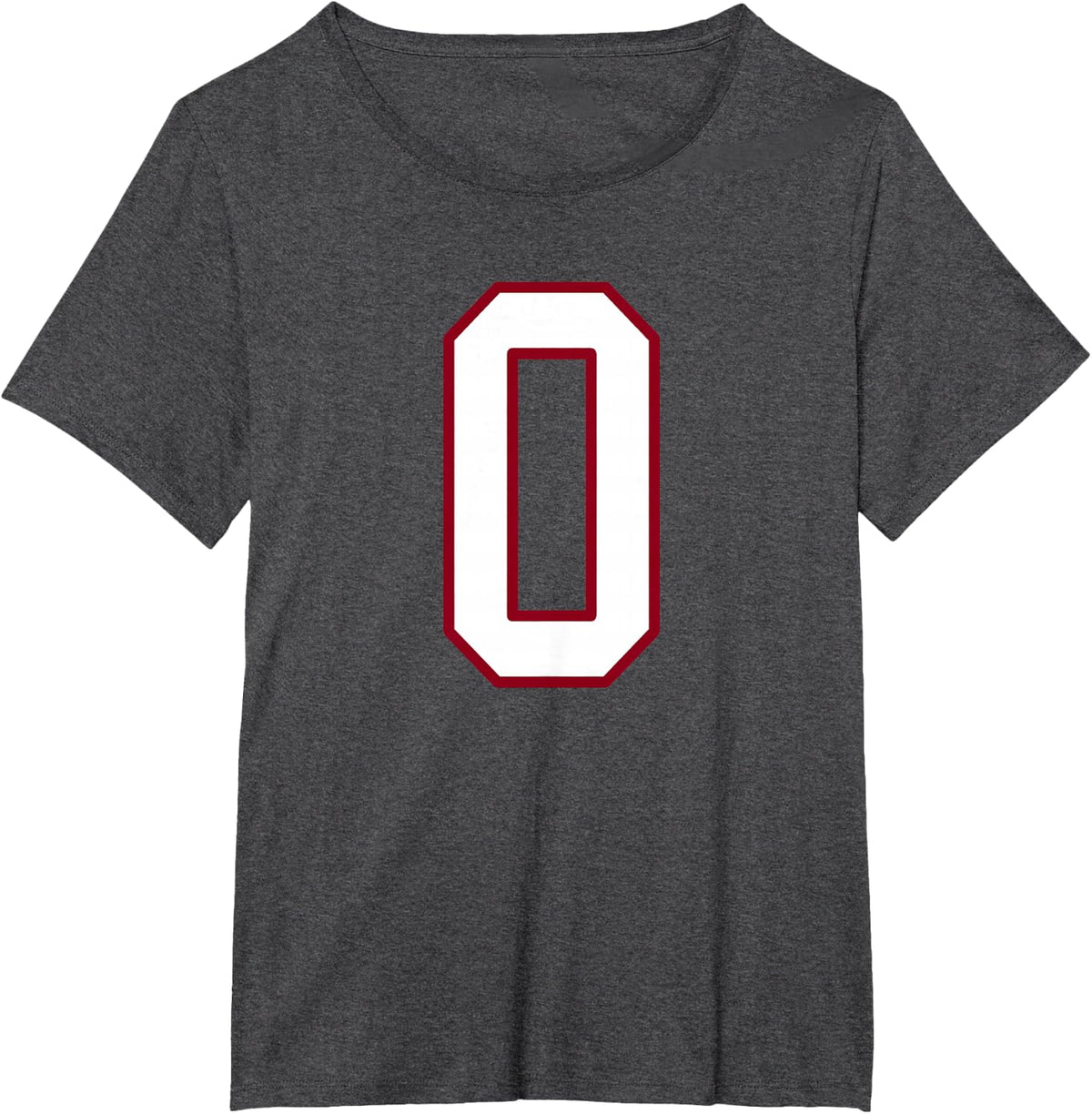 Maroon and White Number 0 Jersey Player Uniform #0 T-Shirt - Dark Heather Grey