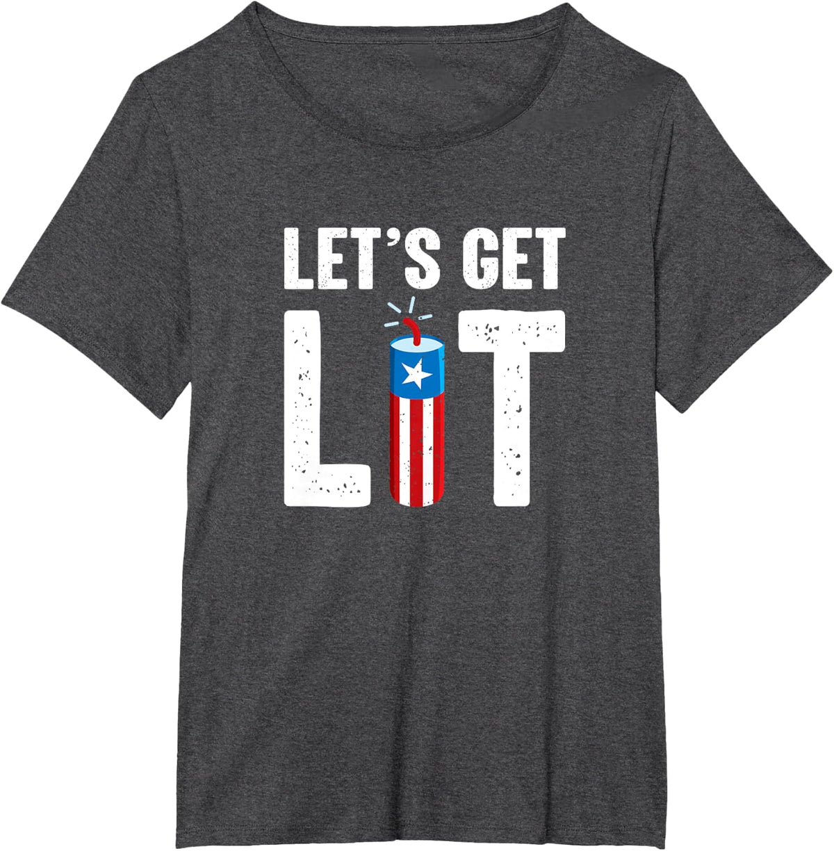 Let's Get Lit Funny July 4th Fireworks T-Shirt - Dark Heather Grey