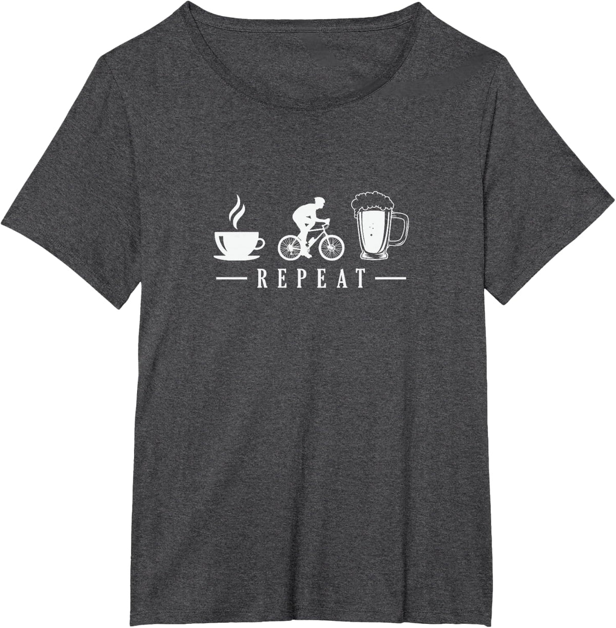 Coffee Bicycle Beer Repeat Bicycle Ride T-Shirt - Dark Heather Grey