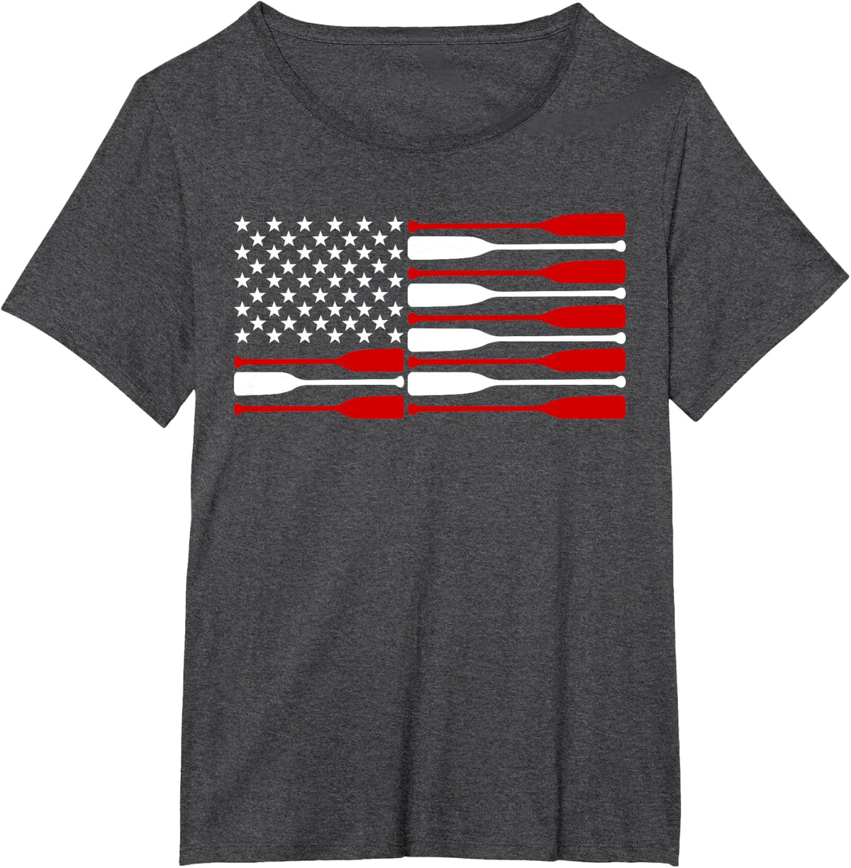 American Flag Rowing Oar | Cute US Row Crew 4th Of July Gift T-Shirt for Women Kids Men - Dark Heather Grey