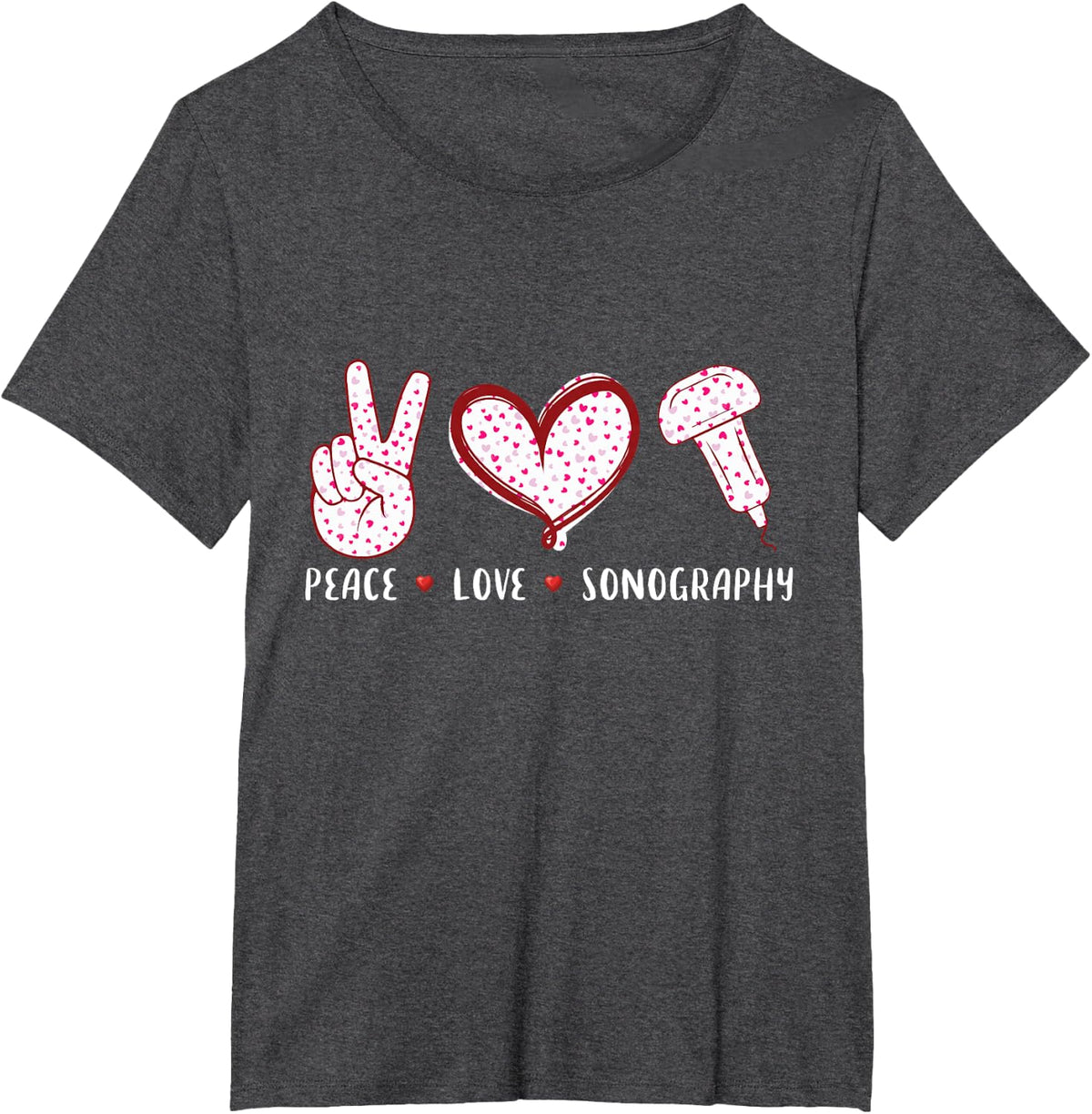 Peace Love Sonography Sonographer Ultrasound Technician gift T-Shirt - Dark Heather Grey