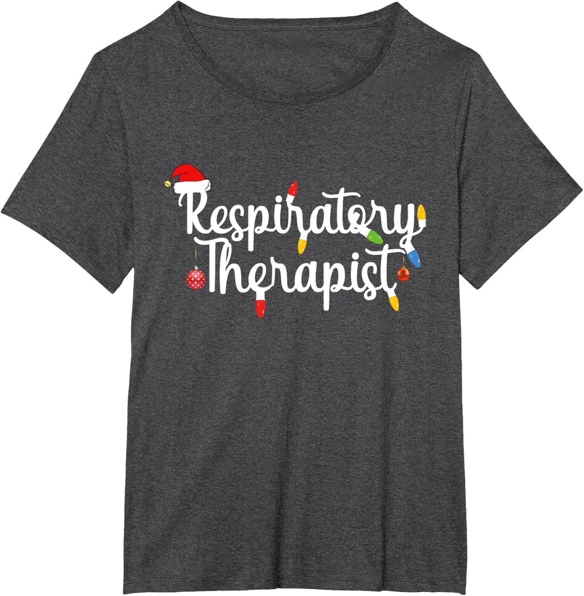 Respiratory Therapist funny Christmas Santa Hat design T-Shirt - Dark Heather Grey