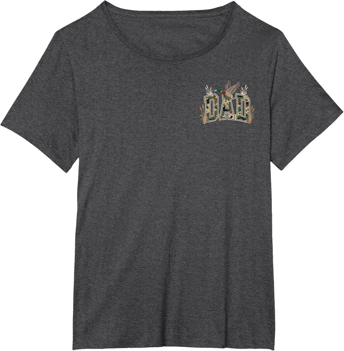 Dad Camo Mallard Duck Hunting Fathers Day Outdoors T-Shirt - Dark Heather Grey