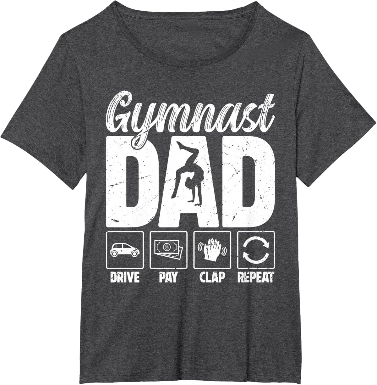Retro Gymnast Dad Gymnastics Dad Daddy Fathers Day Men Guys T-Shirt - Dark Heather Grey