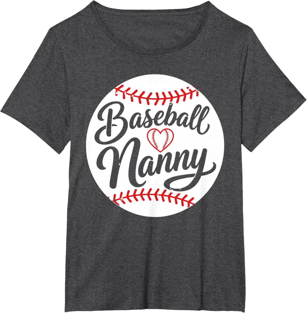 Baseball Nanny Art for Grandma Nana Women Baseball Nanny T-Shirt - Dark Heather Grey