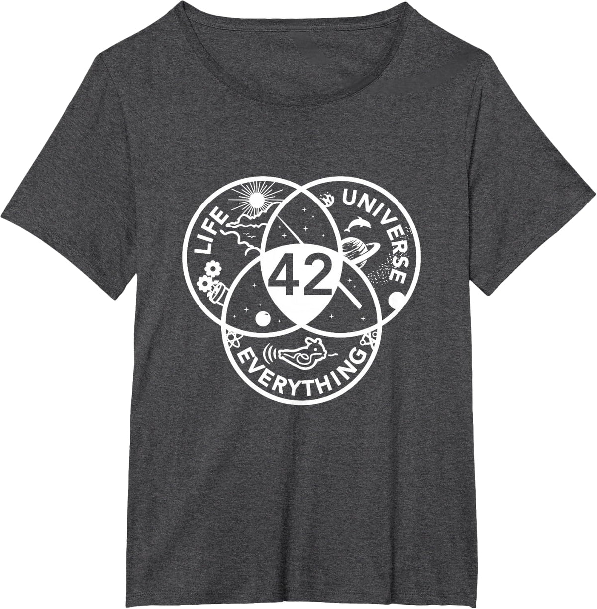 42 Answer to All Questions - Life Universe Everything T-Shirt - Dark Heather Grey