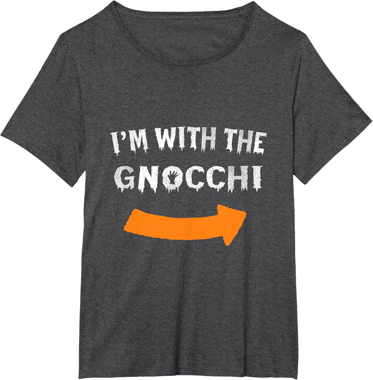 I'm with the gnocchi Funny Lazy Halloween Costume T-Shirt - Dark Heather Grey