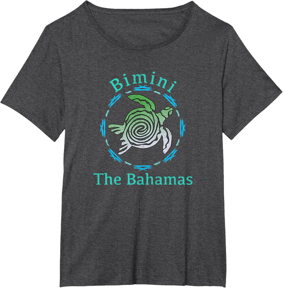 Bimini, The Bahamas Tee Vintage Tribal Turtle Gift T-Shirt - Dark Heather Grey