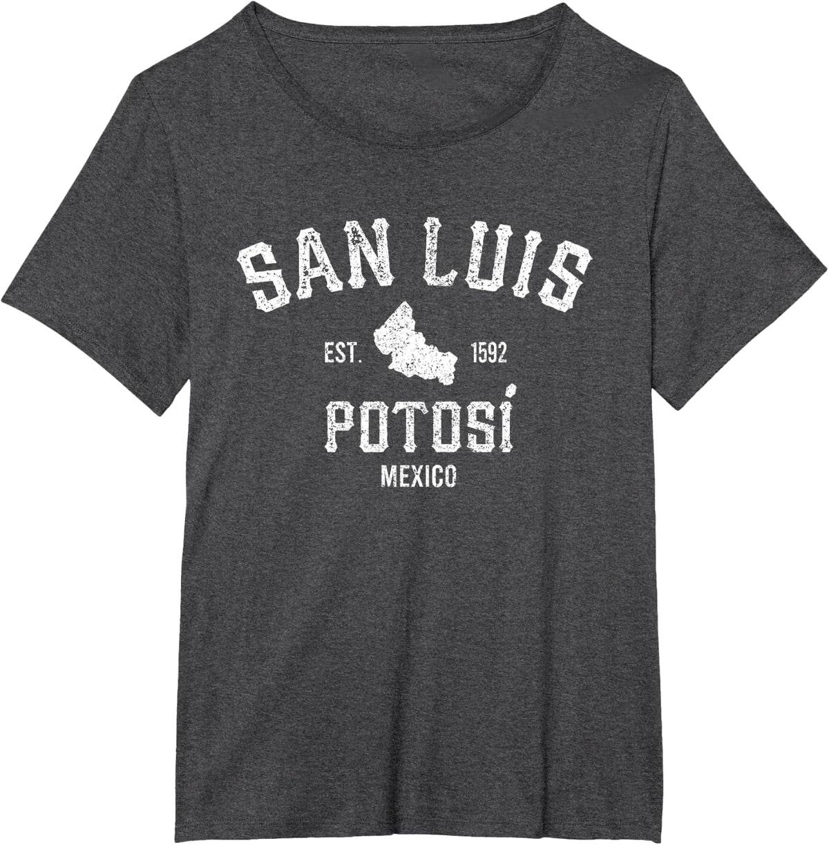 San Luis Potosi Mexico Mapa Est. 1592 Estado De San Luis T-Shirt - Dark Heather Grey