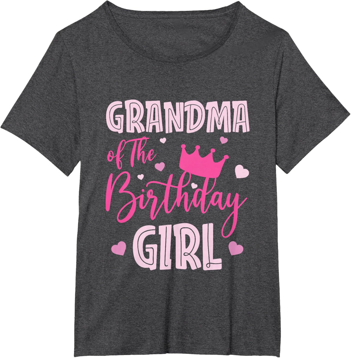 Grandma of The Birthday Girl Cute Pink Matching Family T-Shirt - Dark Heather Grey