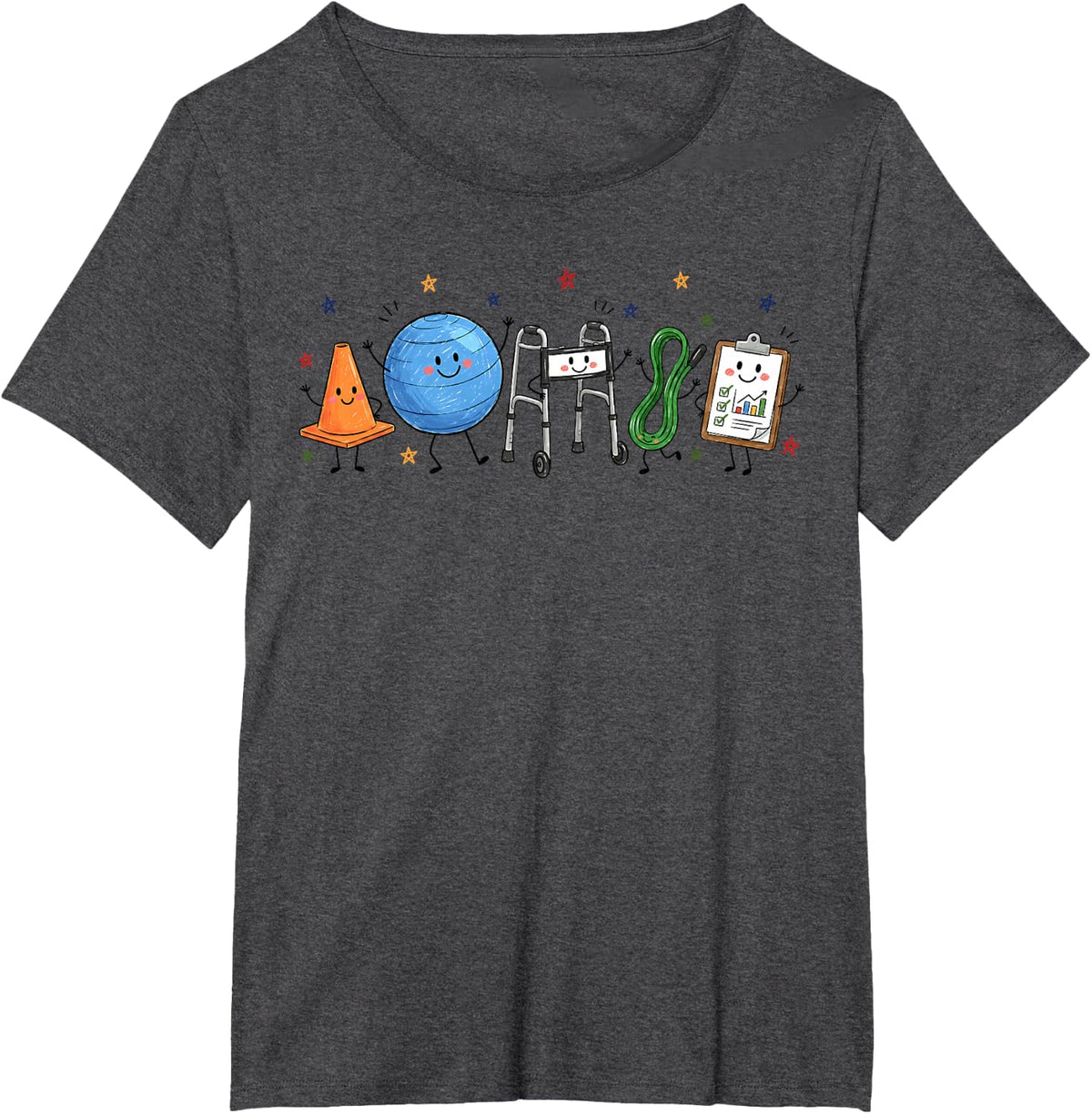Doodle Physical Therapy Assistant PT Therapist Cute Medical T-Shirt - Dark Heather Grey