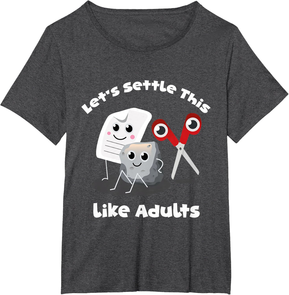 lets settle this like adults tee rock paper scissors funny T-Shirt - Dark Heather Grey