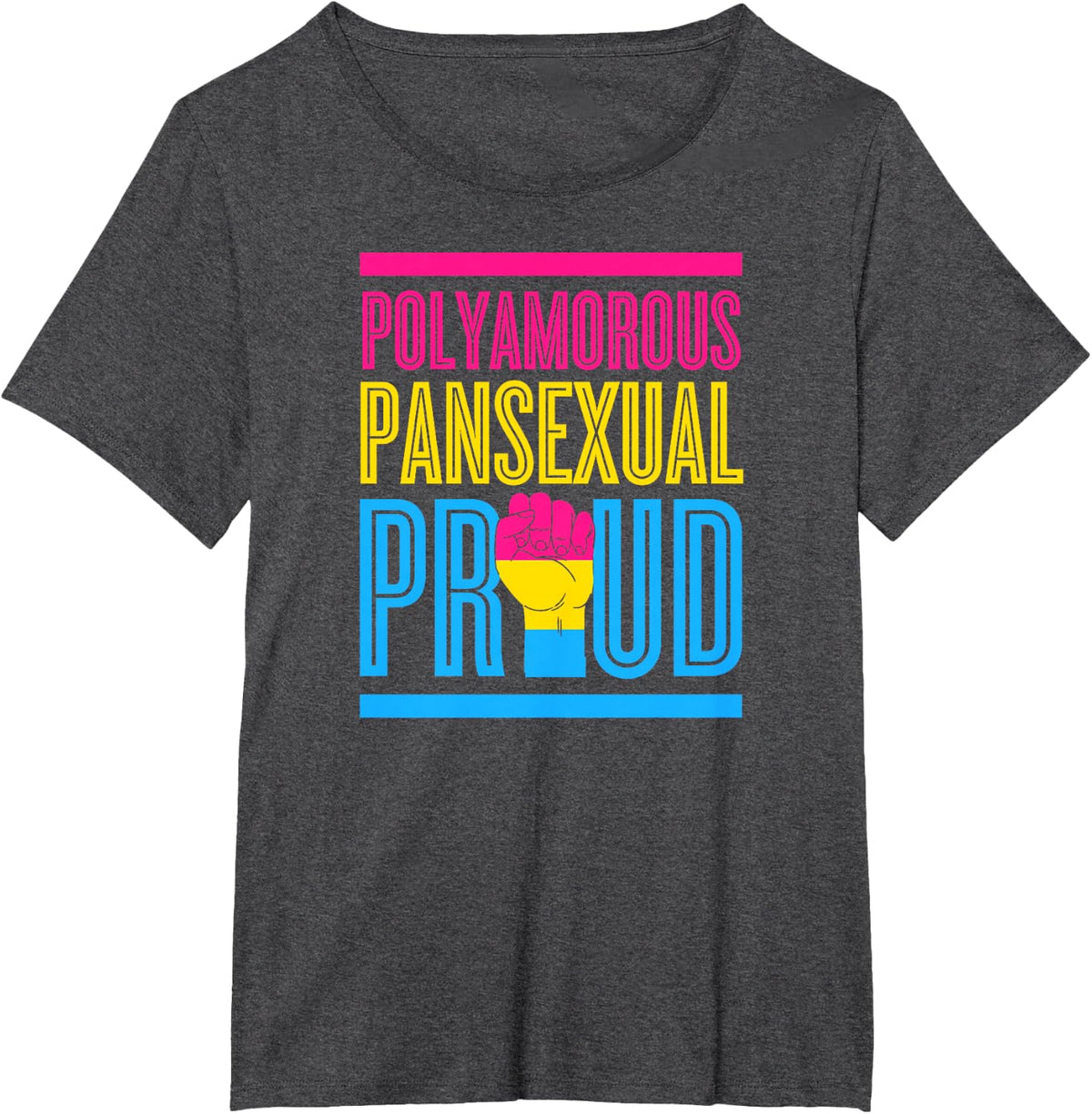 Polyamorous Pansexual Proud Protest Pansexual Pride Couple T-Shirt - Dark Heather Grey