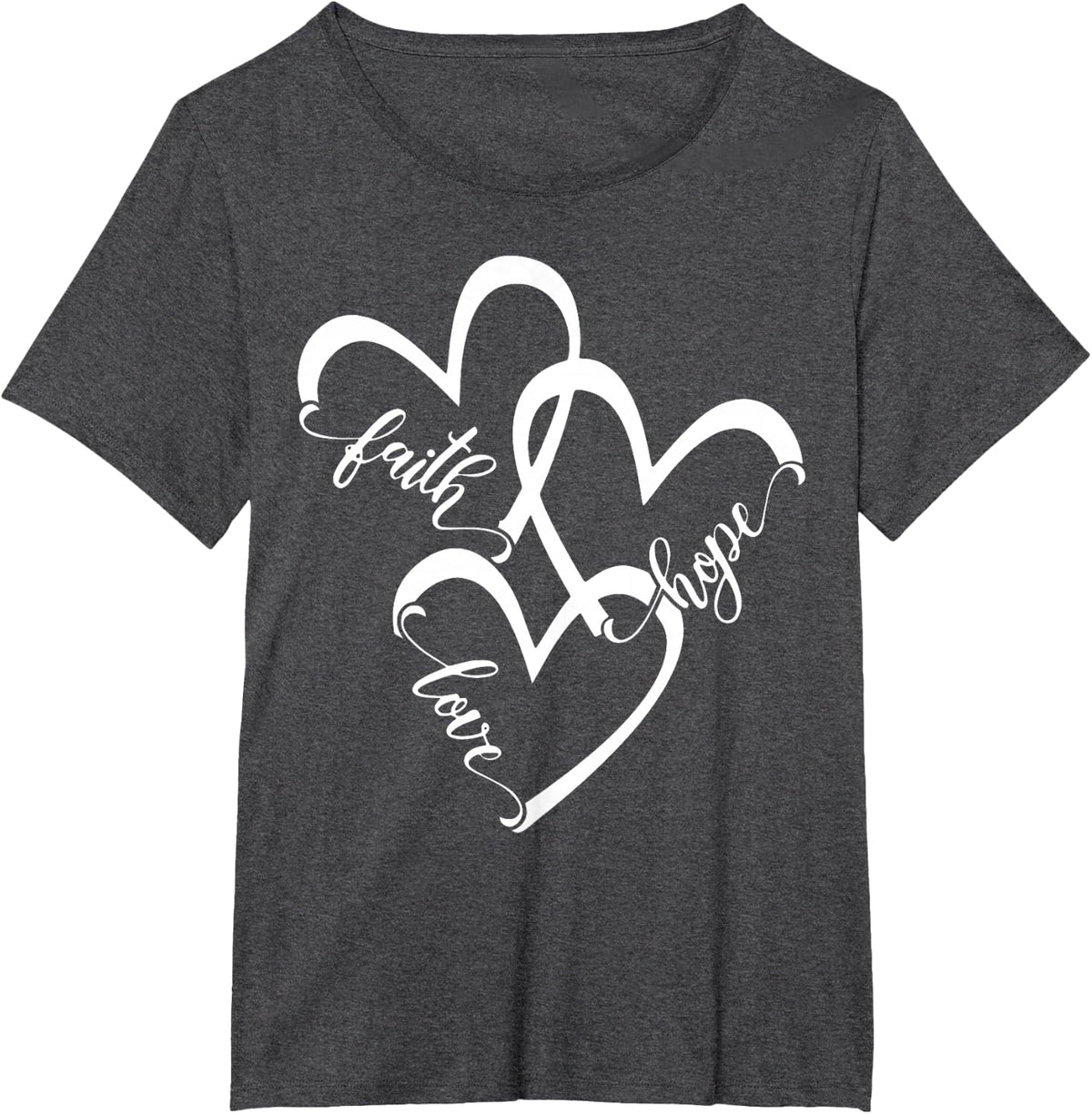 Faith Hope Love Heart God Jesus Christian Religious T-Shirt - Dark Heather Grey