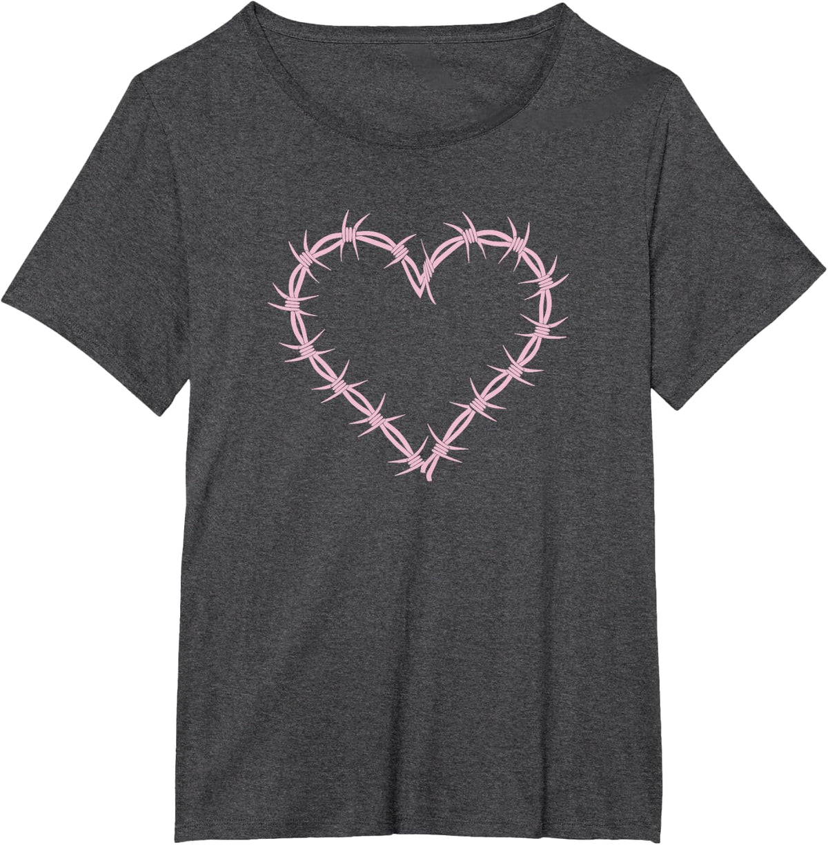 Barbed Wire Heart Grunge Punk Pastel Goth Aesthetic Egirl T-Shirt - Dark Heather Grey