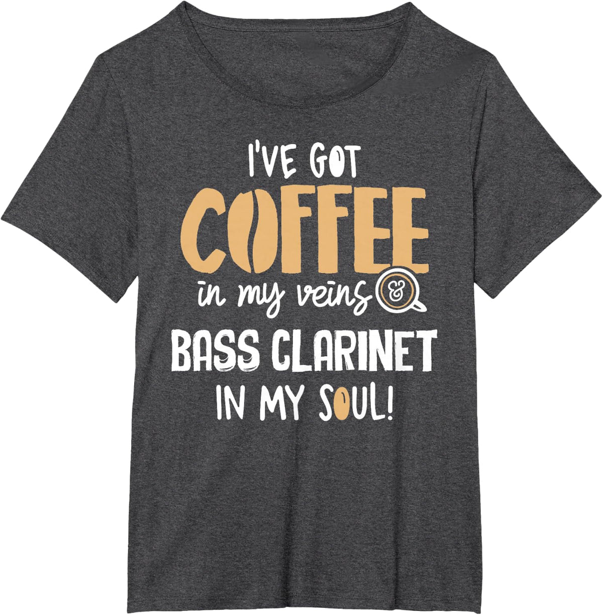 Bass Clarinet Shirt for Coffee Lovers Gift - In My Veins & S T-Shirt - Dark Heather Grey