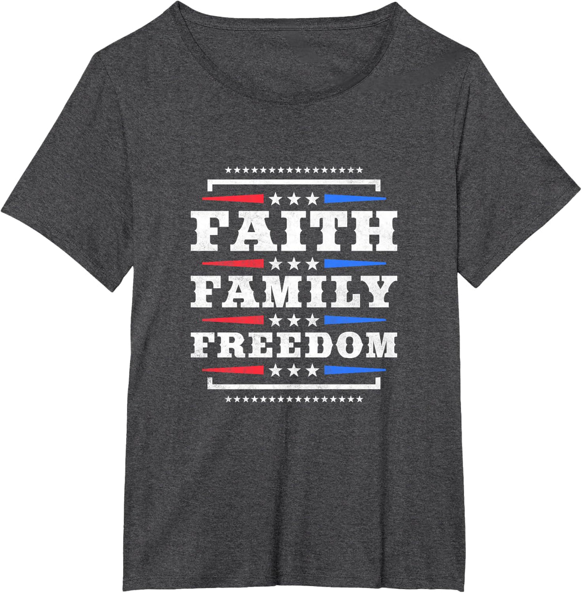 Faith Family Freedom, Independence Day T-Shirt - Dark Heather Grey