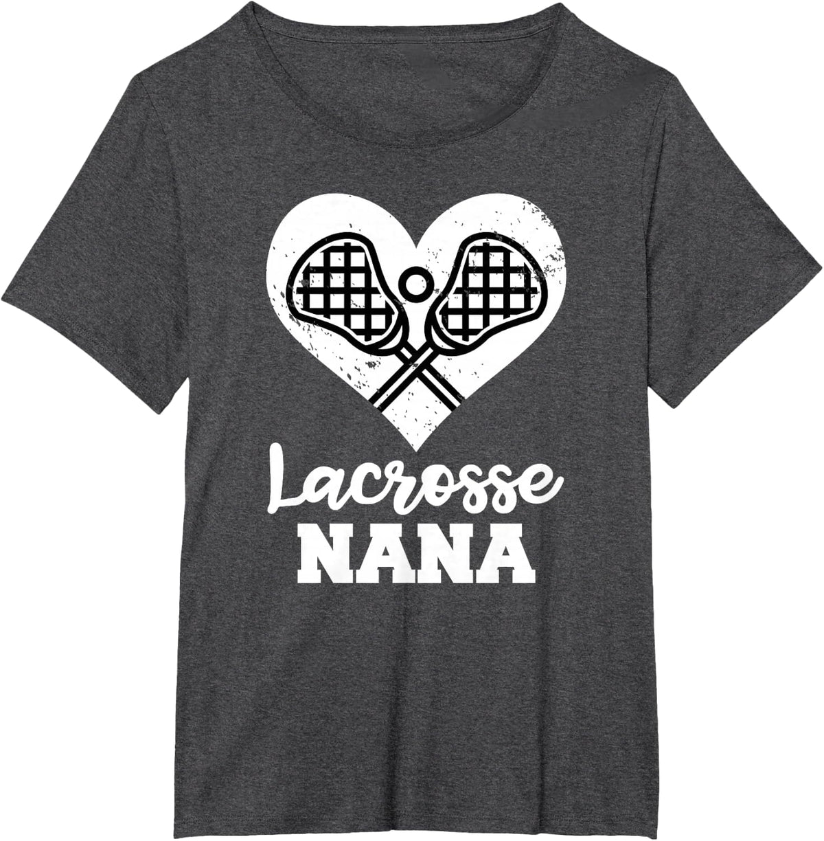 Lacrosse Nana Heart Funny Lacrosse Player Nana T-Shirt - Dark Heather Grey