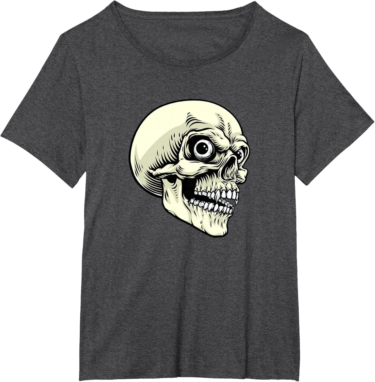 Grim Reaper Skull Horror Skeleton Scary Halloween Design T-Shirt - Dark Heather Grey