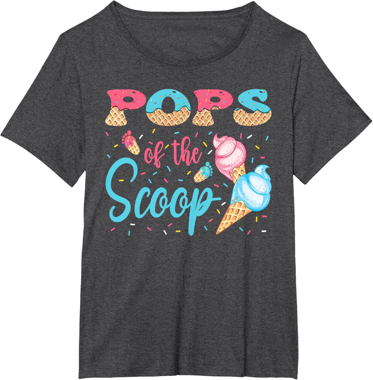 Pops Of The Scoop Ice Cream Gender Reveal Baby Shower T-Shirt - Dark Heather Grey