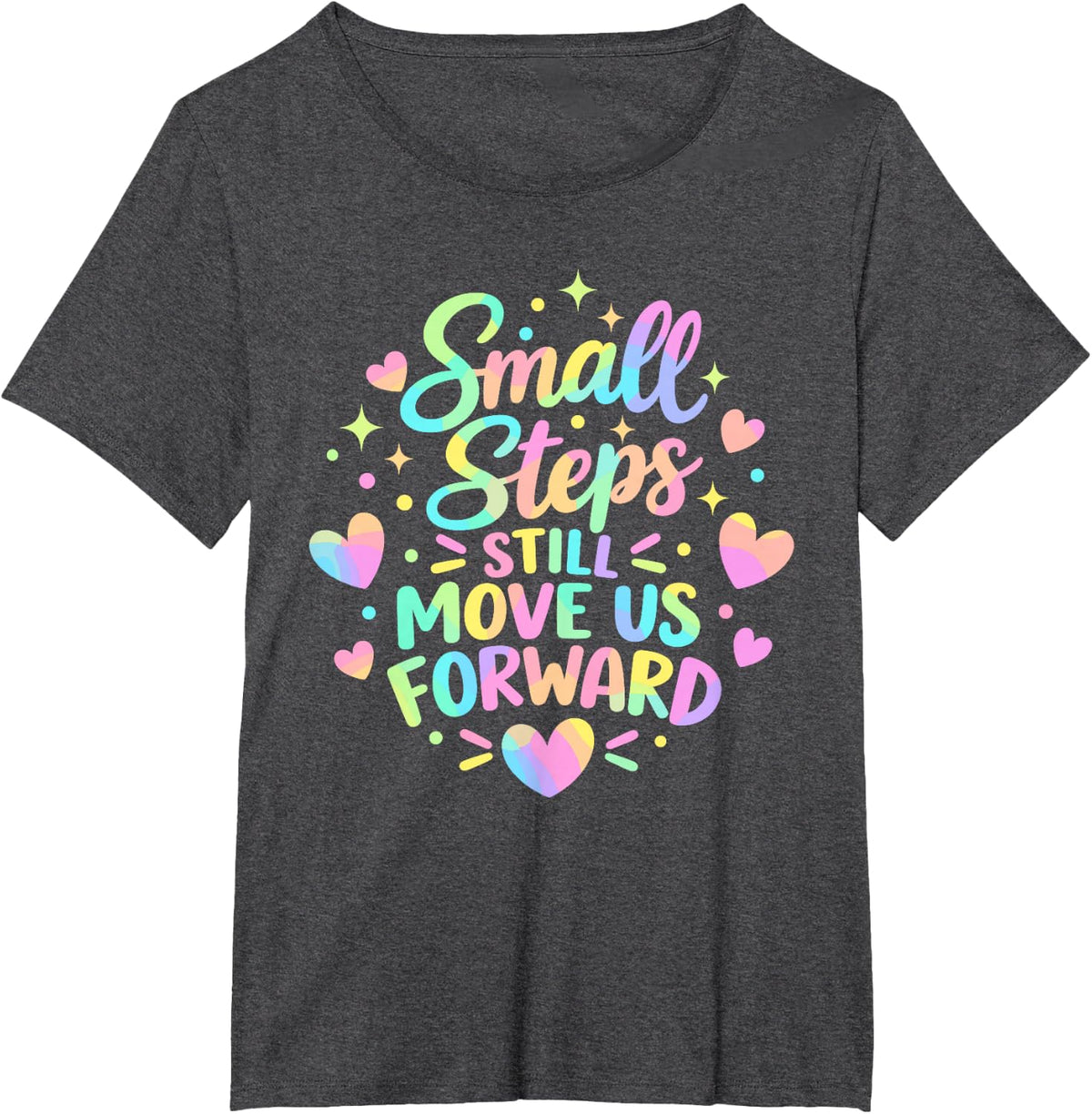 Inspirational Small Steps PTA Physical Therapist Rehab T-Shirt - Dark Heather Grey