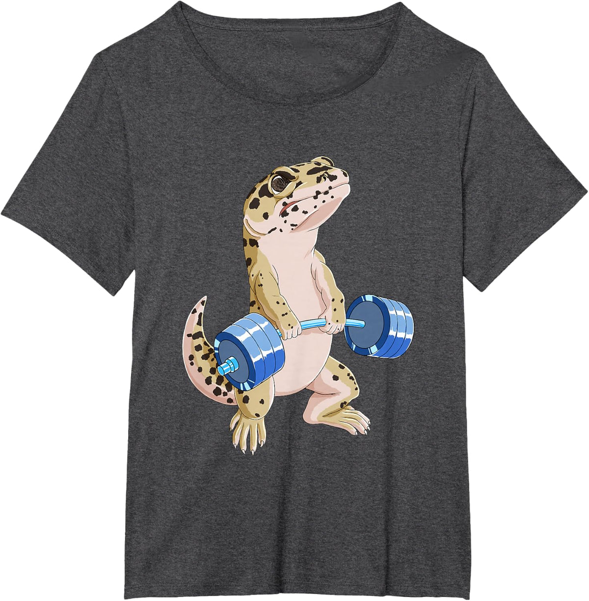 Funny Deadlift Weightlifting Reptile Leopard Gecko T-Shirt - Dark Heather Grey