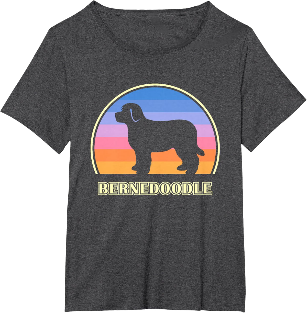 Bernedoodle Vintage Sunset Dog T-Shirt - Dark Heather Grey