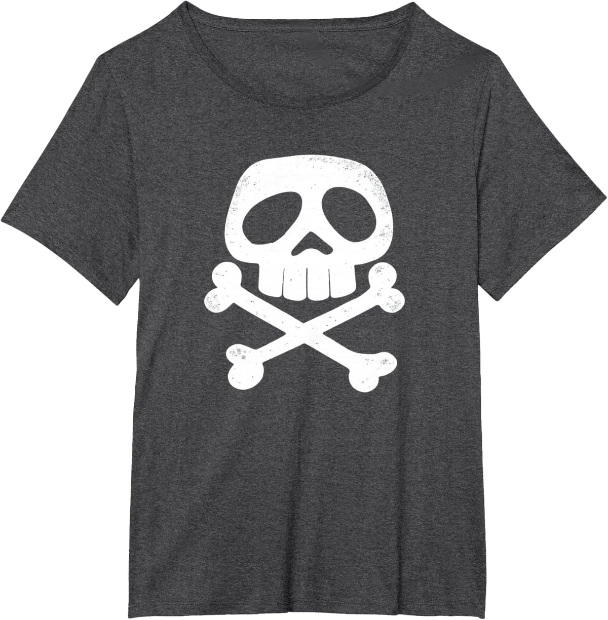 Skull and Bones Punk Rock 1980's Pirates Jolly Roger Vintage T-Shirt - Dark Heather Grey