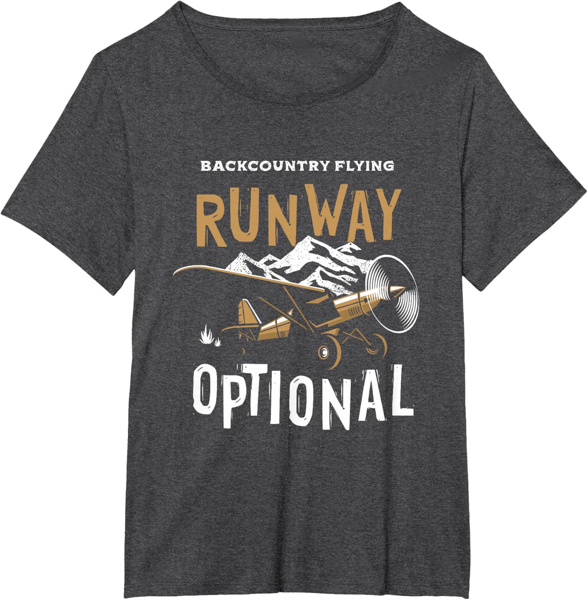 STOL Bush Plane Pilot, Backcountry Runway, Optional T-Shirt - Dark Heather Grey