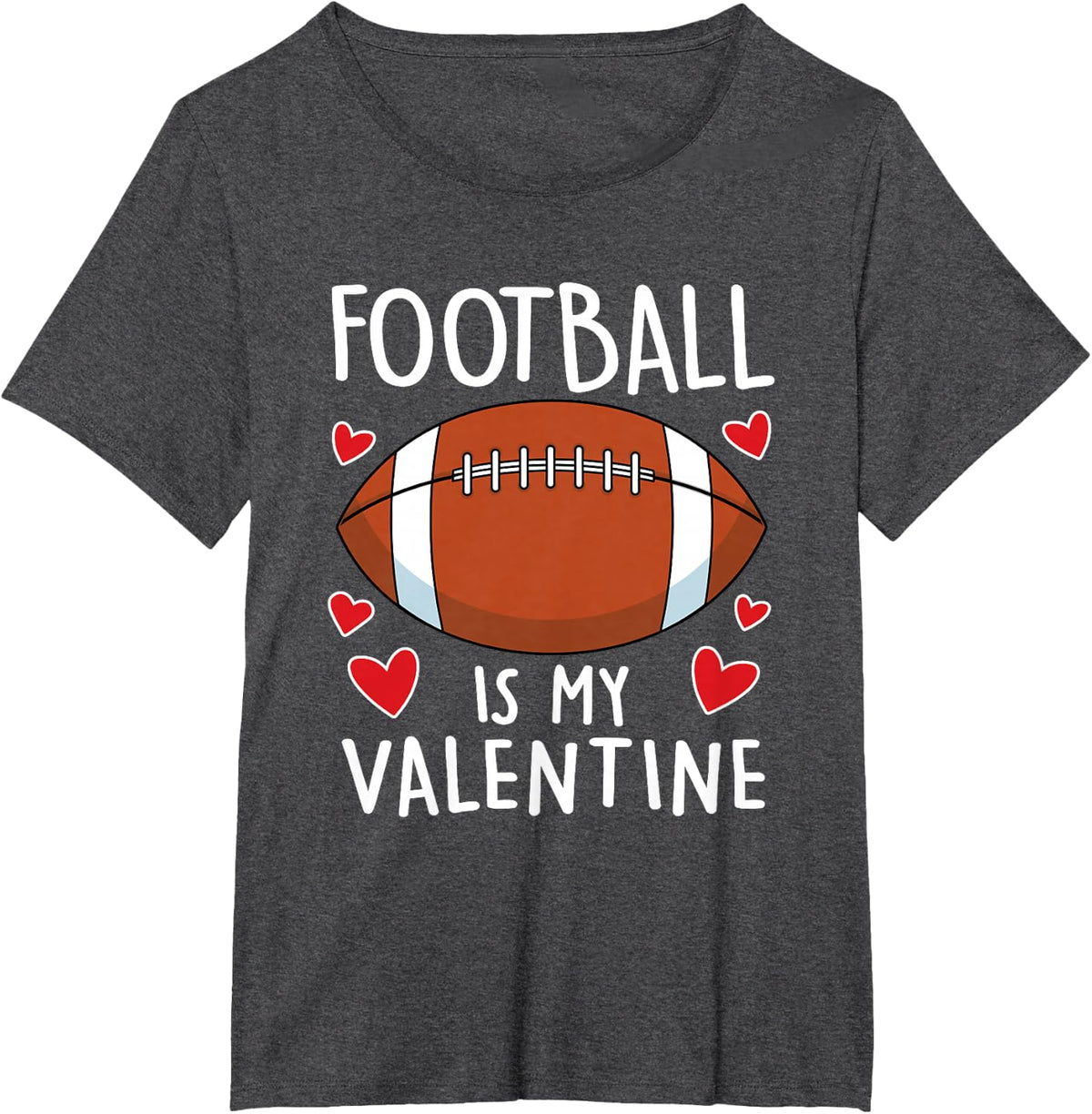 Funny Football is My Valentines Day Boys Mens Sports Love T-Shirt - Dark Heather Grey