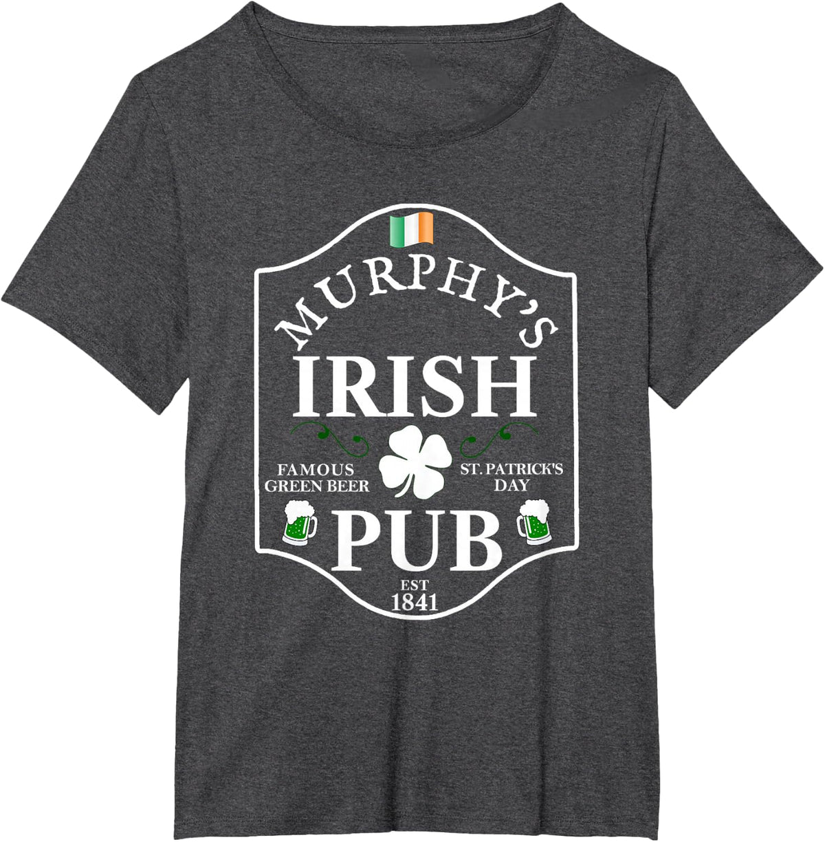MURPHY'S IRISH PUB St Patricks Day Shamrock Ireland Gift T-Shirt - Dark Heather Grey