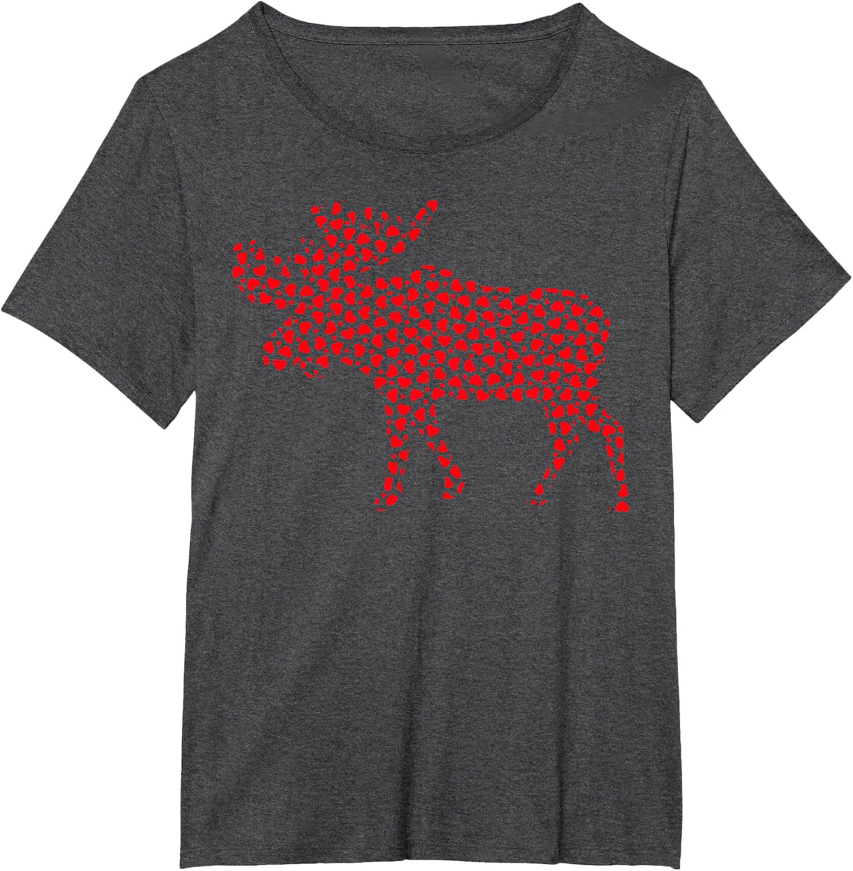 Moose Lover Funny Hearts Love Moose Valentine's Day T-Shirt - Dark Heather Grey