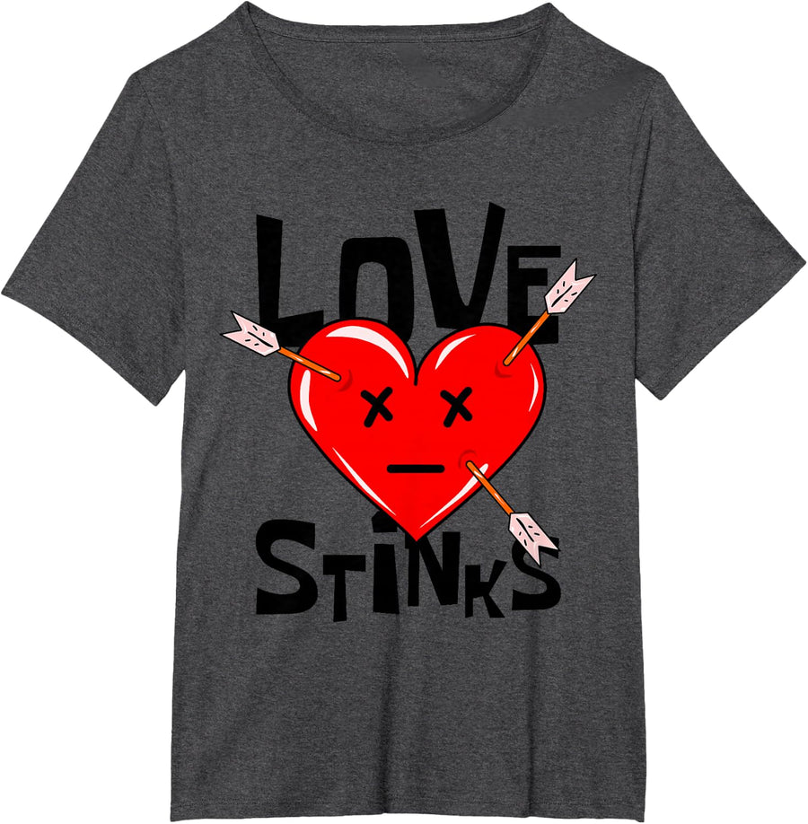 Love Stinks, Anti Valentines Day T-Shirt - Dark Heather Grey