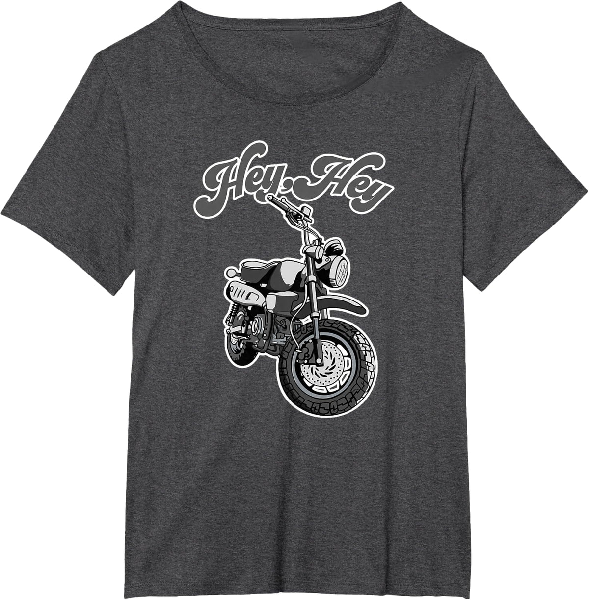 Hey, Hey Motorcycle: mini bike moto Monkey funny T-Shirt - Dark Heather Grey