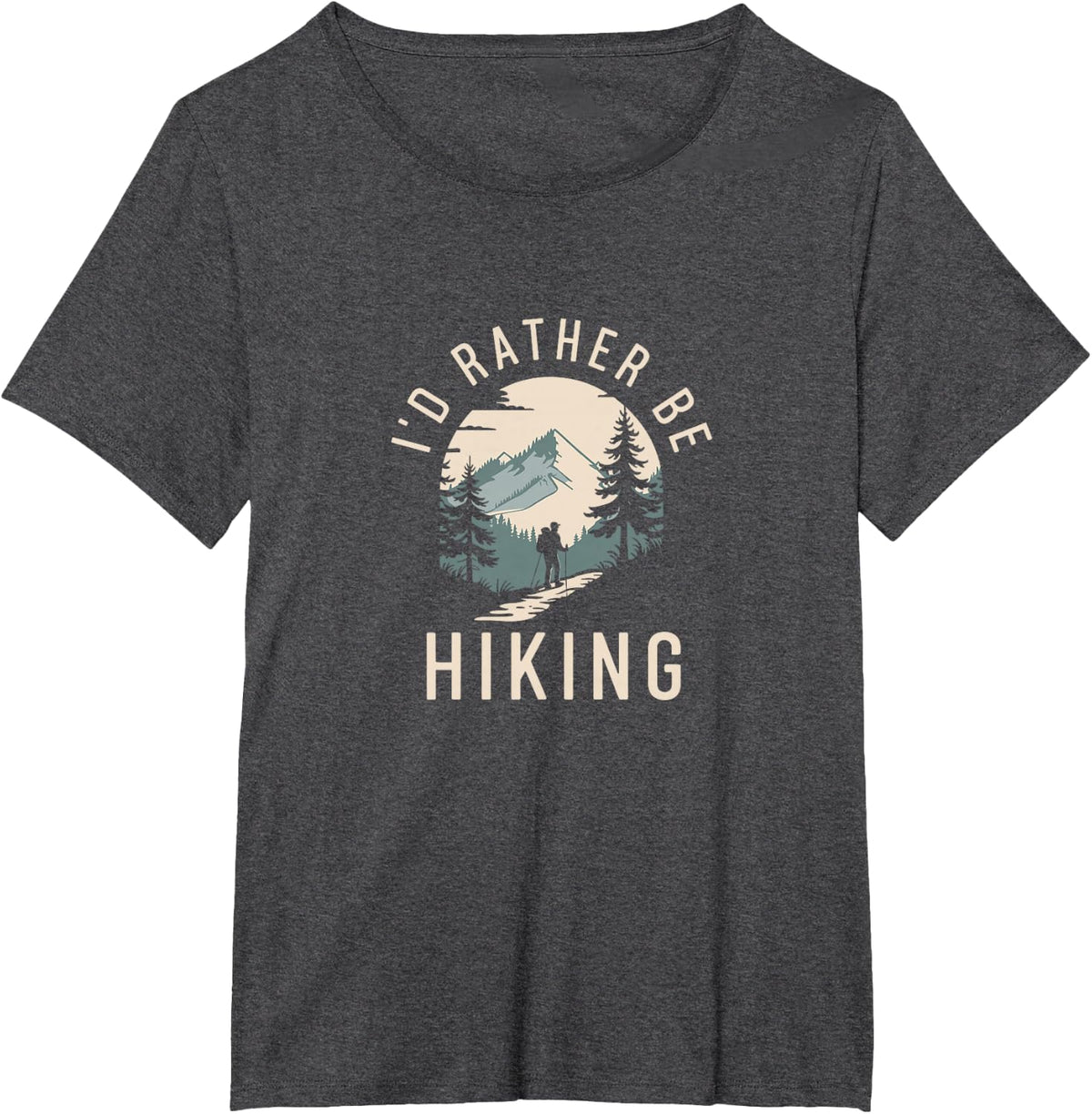 I’d Rather Be Hiking Mountain Trail Hiking T-Shirt - Dark Heather Grey