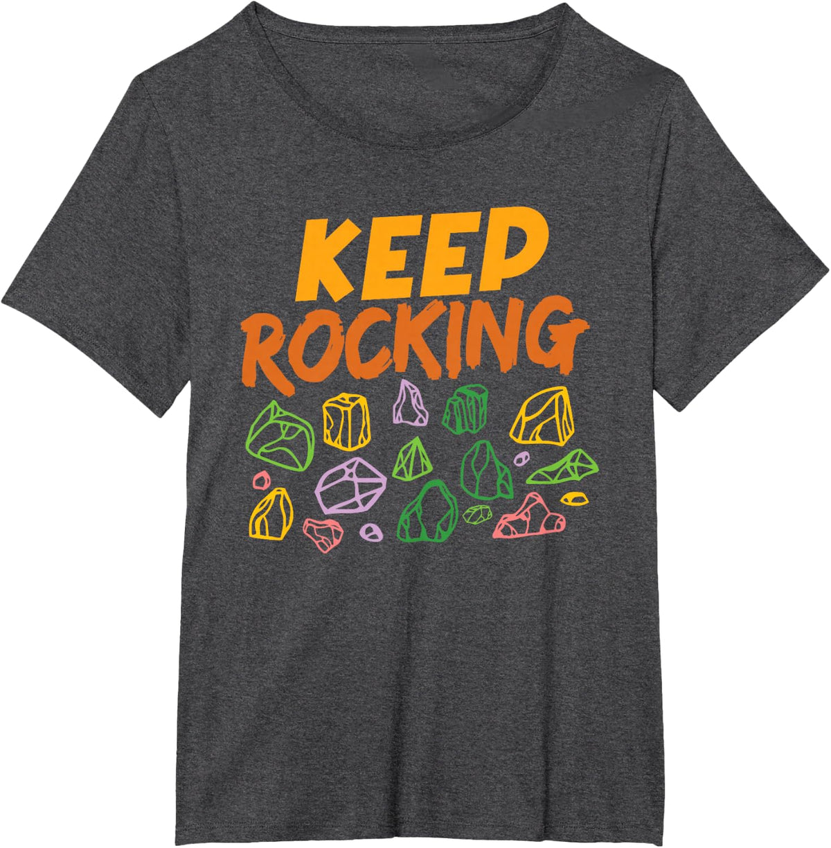 Keep Rocking Funny Geology Rock Collector Rockhounding T-Shirt - Dark Heather Grey