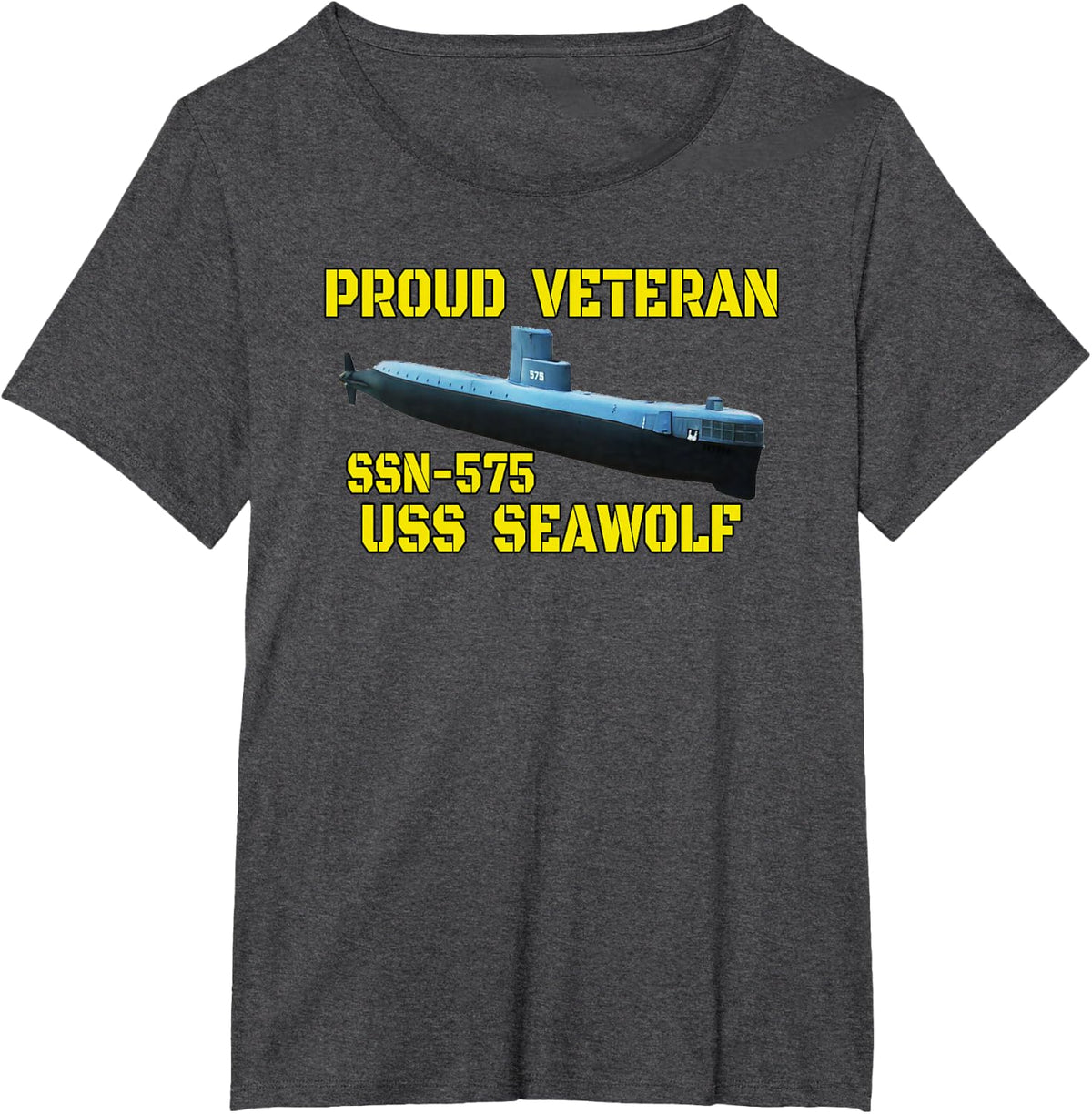 USS Seawolf SSN-575 Submarine Veterans Day Father Grandpa T-Shirt - Dark Heather Grey