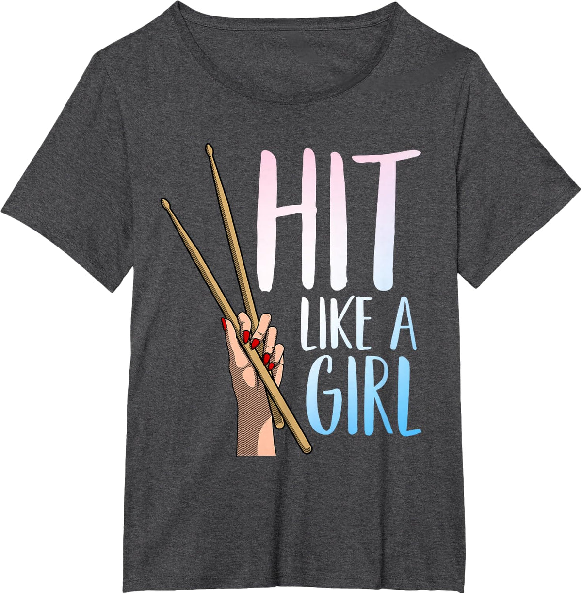 Funny Drummer Art for Girls Women Drumming Drum Set Drummer T-Shirt - Dark Heather Grey