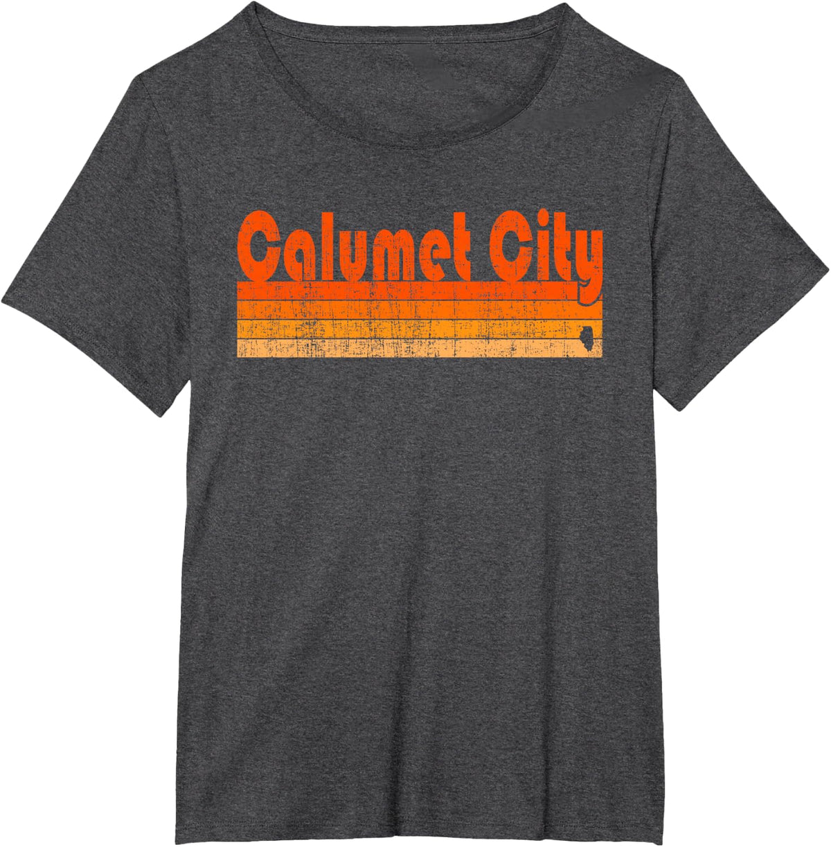 Calumet City, Illinois Retro 80s Style T-Shirt - Dark Heather Grey