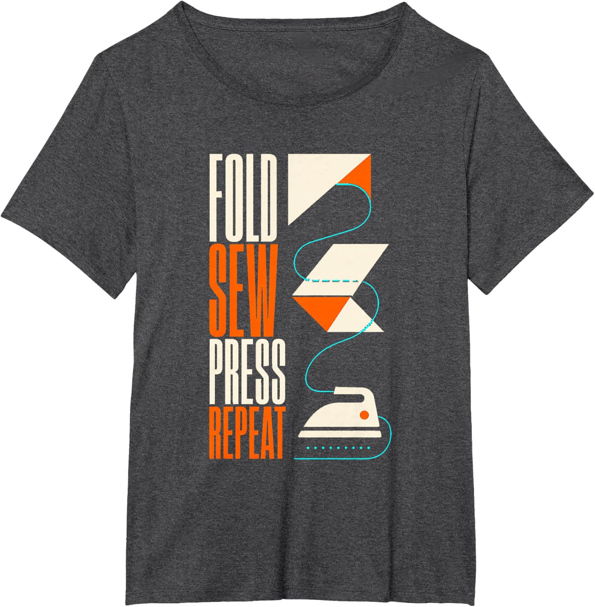 Modern Graphic Fold Sew Press Repeat Hand Bookbinding Craft T-Shirt - Dark Heather Grey
