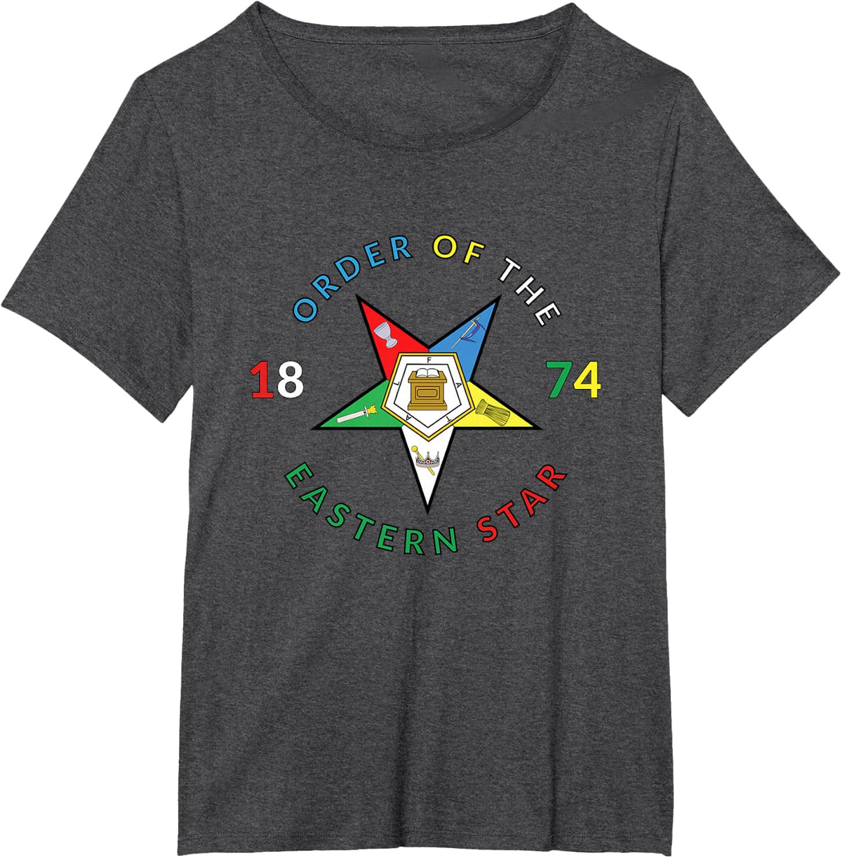 Order of the Eastern Star 1874 PHA OES Prince Hall T-Shirt - Dark Heather Grey