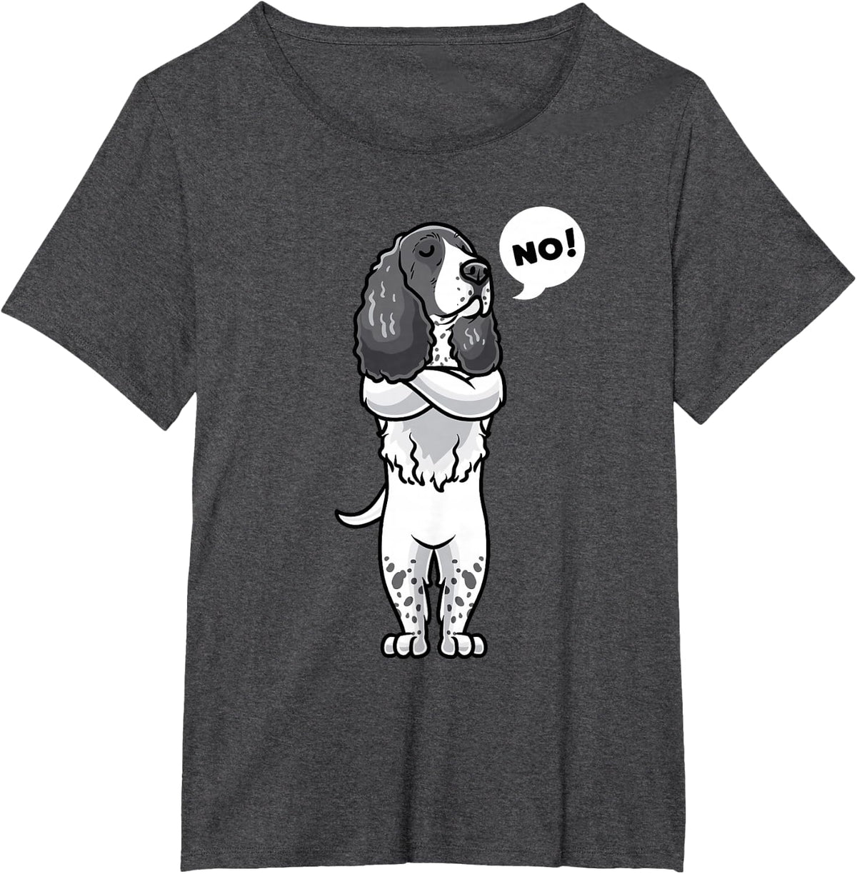 Stubborn English Springer Spaniel Dog Funny T-Shirt - Dark Heather Grey